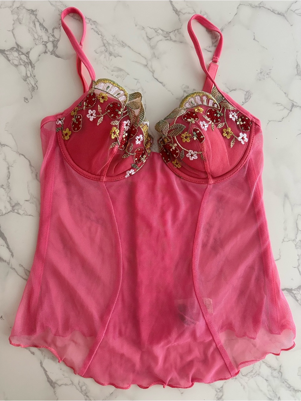 La Perla Pink Embroidered Mesh Corset